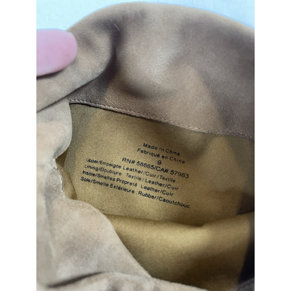 Something Navy Camel Suede Boots 9 Round Toe Chunky Heel Knee High - Picture 7 of 8